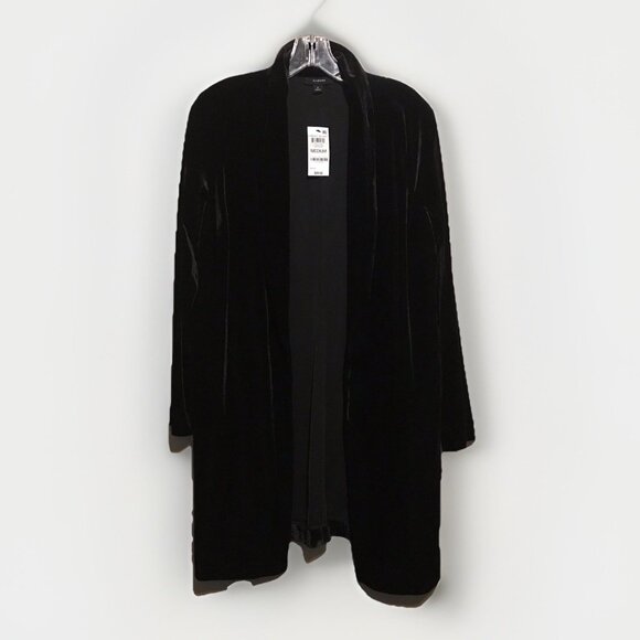 Alfani Womens Medium Velvet Midi Length Open Blazer Shawl-Collar Black NWT - Picture 4 of 10